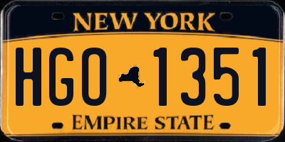 NY license plate HGO1351