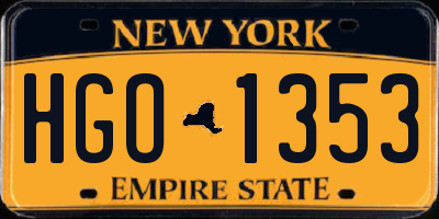 NY license plate HGO1353