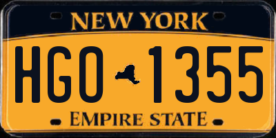 NY license plate HGO1355