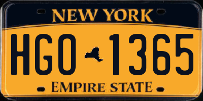 NY license plate HGO1365