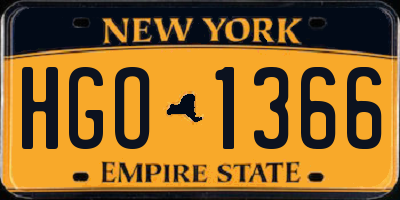 NY license plate HGO1366