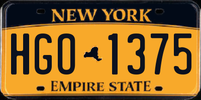 NY license plate HGO1375
