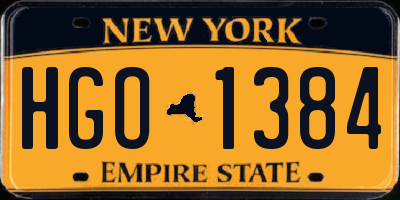NY license plate HGO1384