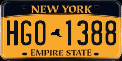 NY license plate HGO1388