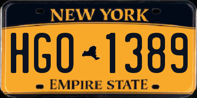 NY license plate HGO1389