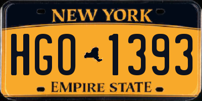 NY license plate HGO1393