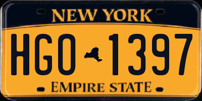 NY license plate HGO1397