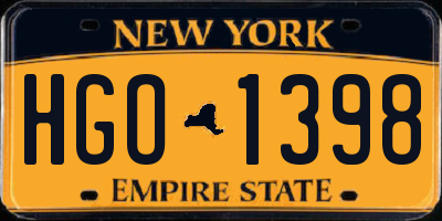 NY license plate HGO1398
