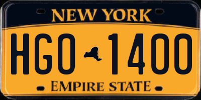 NY license plate HGO1400