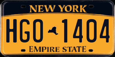 NY license plate HGO1404