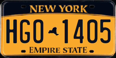 NY license plate HGO1405