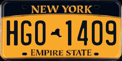 NY license plate HGO1409