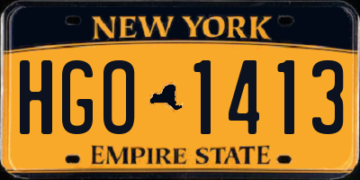 NY license plate HGO1413