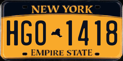 NY license plate HGO1418