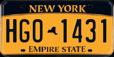 NY license plate HGO1431