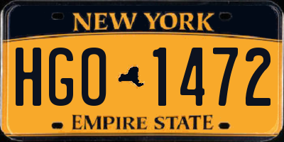 NY license plate HGO1472