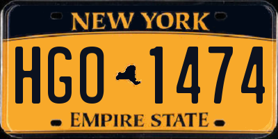 NY license plate HGO1474