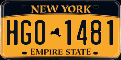NY license plate HGO1481