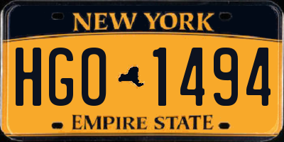 NY license plate HGO1494