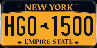 NY license plate HGO1500