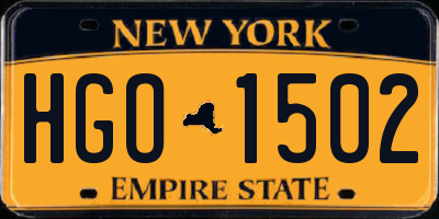 NY license plate HGO1502