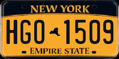 NY license plate HGO1509