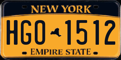 NY license plate HGO1512