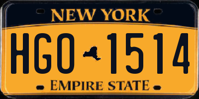 NY license plate HGO1514