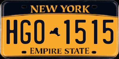 NY license plate HGO1515