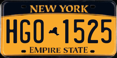 NY license plate HGO1525