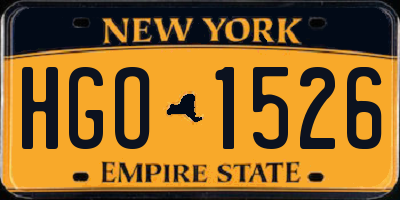 NY license plate HGO1526