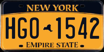 NY license plate HGO1542