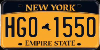NY license plate HGO1550