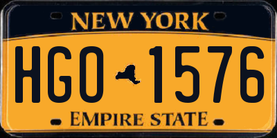 NY license plate HGO1576