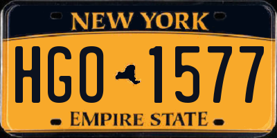 NY license plate HGO1577
