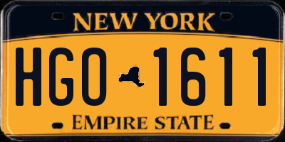 NY license plate HGO1611