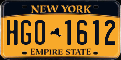 NY license plate HGO1612
