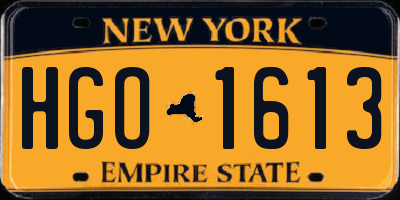 NY license plate HGO1613