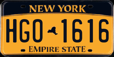 NY license plate HGO1616
