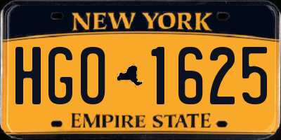 NY license plate HGO1625
