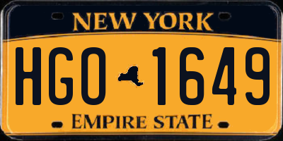 NY license plate HGO1649