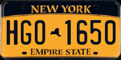 NY license plate HGO1650