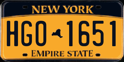 NY license plate HGO1651