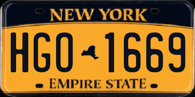 NY license plate HGO1669