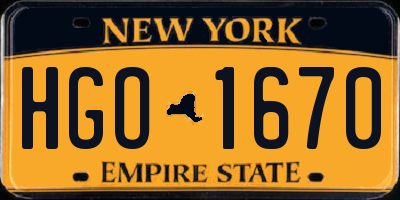 NY license plate HGO1670