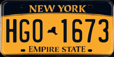 NY license plate HGO1673