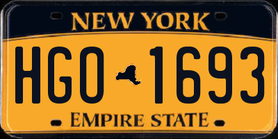 NY license plate HGO1693