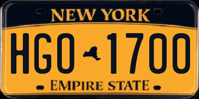 NY license plate HGO1700
