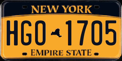 NY license plate HGO1705