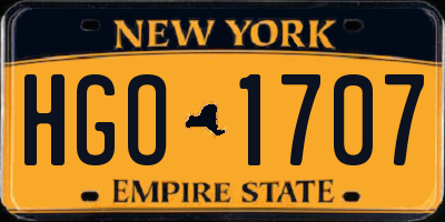 NY license plate HGO1707